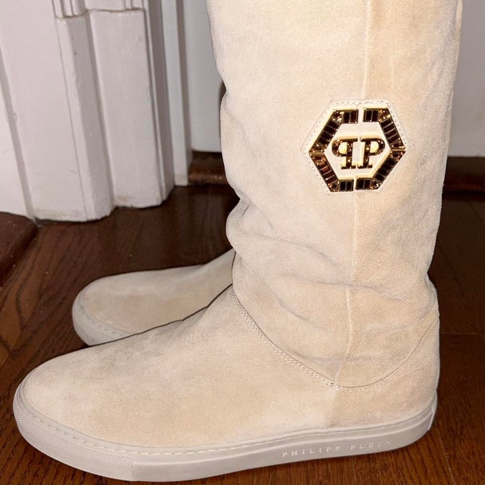 Philipp Plein Women's Cream Suede Boots